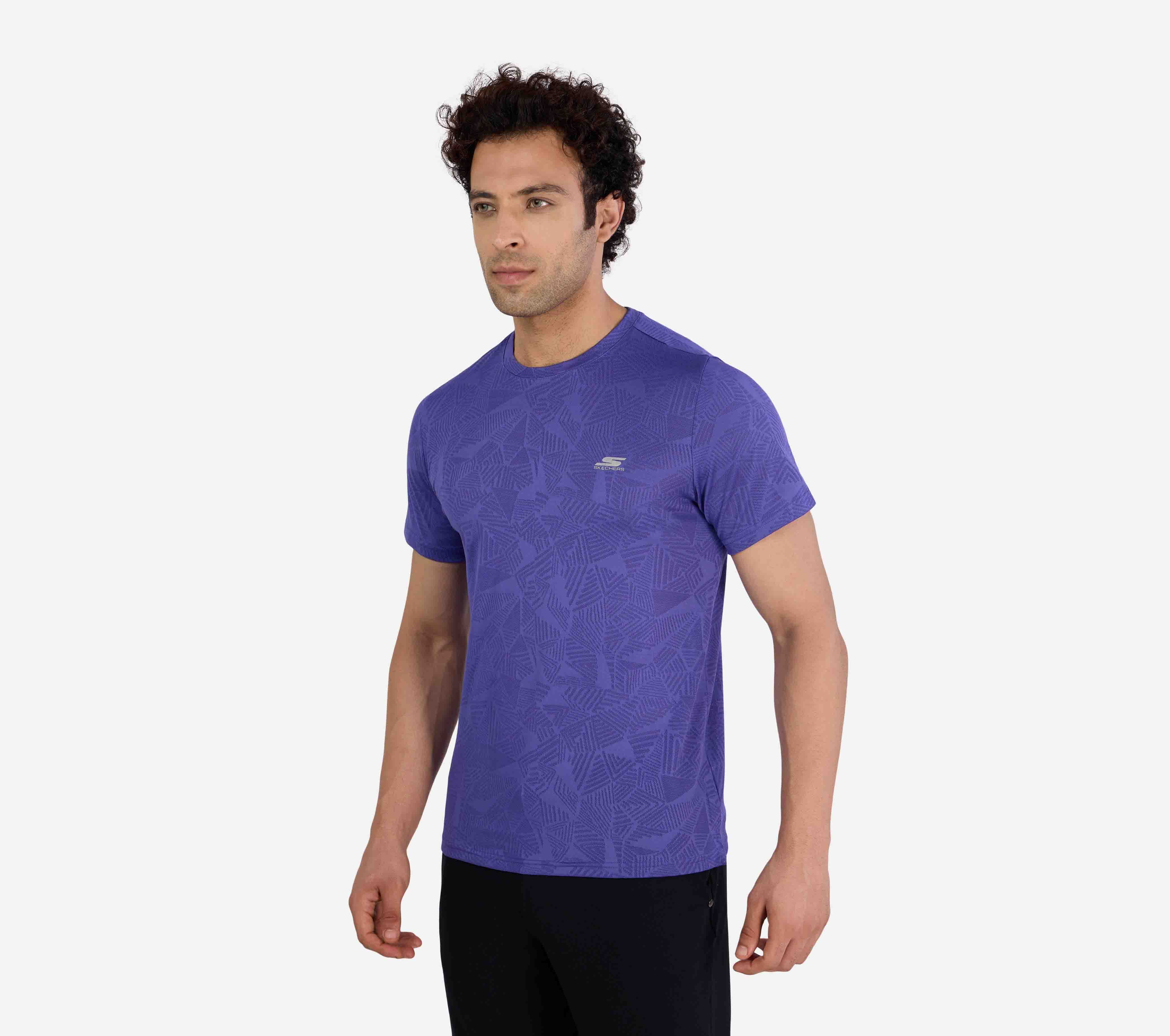 SS SKECHERS DELTA T-SHIRT, GUNMETAL TURQUOISE Apparel Top View