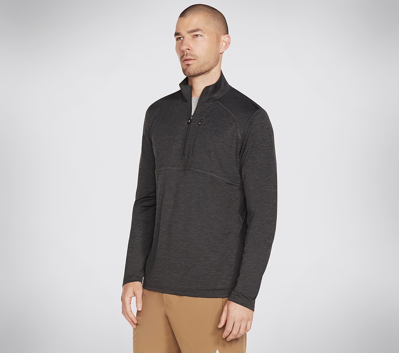 ON THE ROAD 1/4 ZIP, BLACK/CHARCOAL Apparel Bottom View