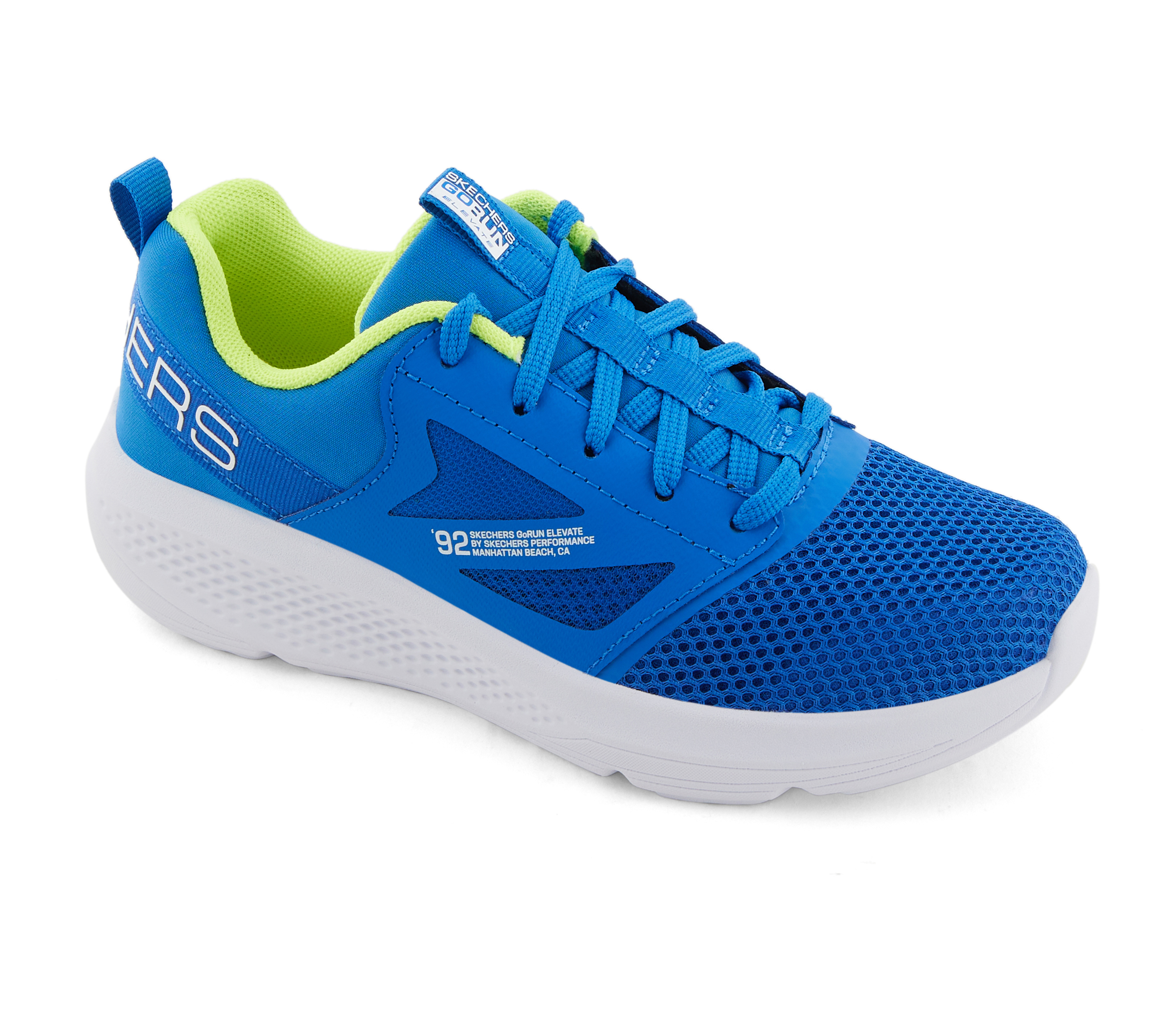 GO RUN ELEVATE - CIPHER, BLUE/LIME Footwear Lateral View
