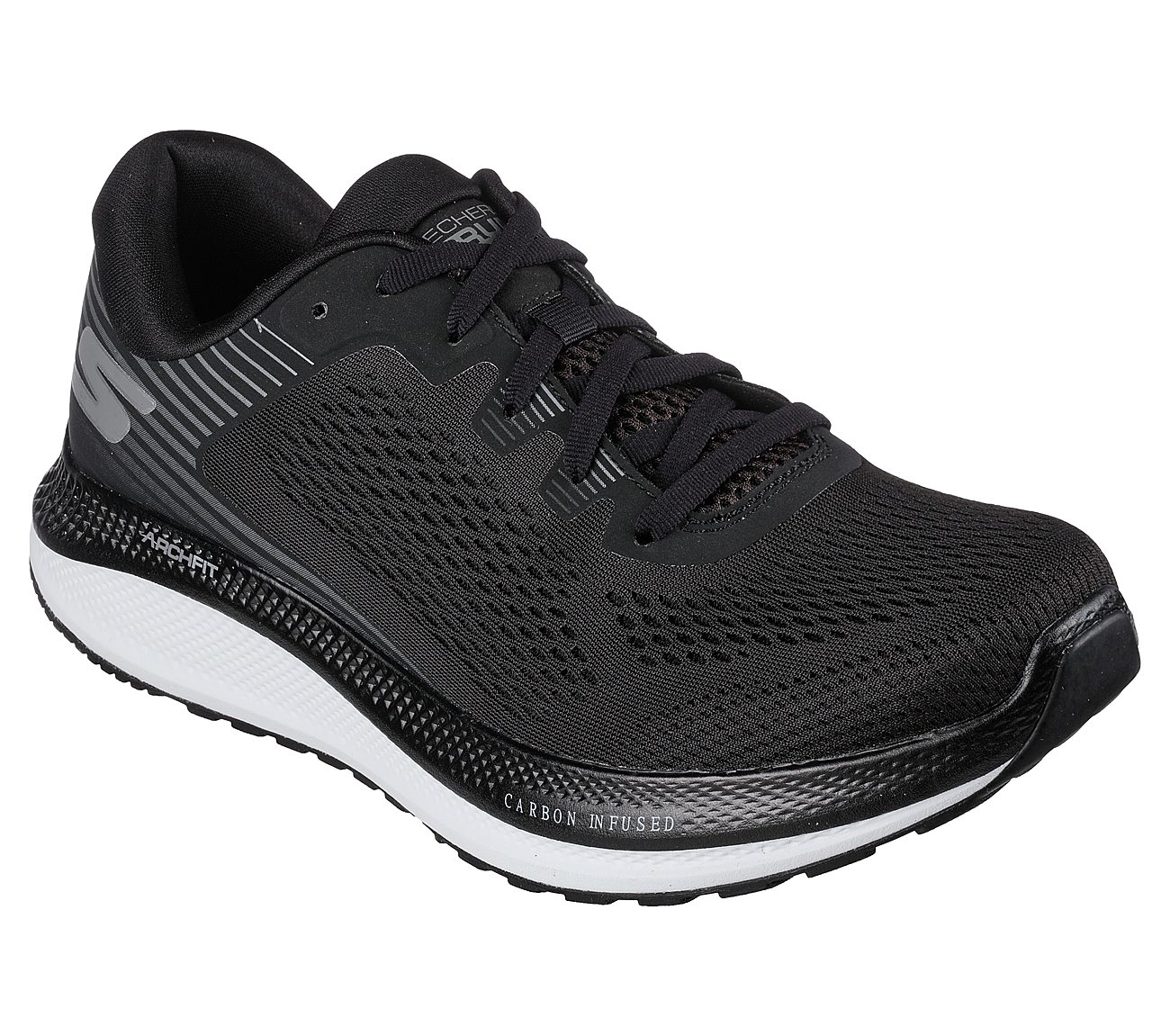 GO RUN PERSISTENCE, BLACK/WHITE Footwear Lateral View