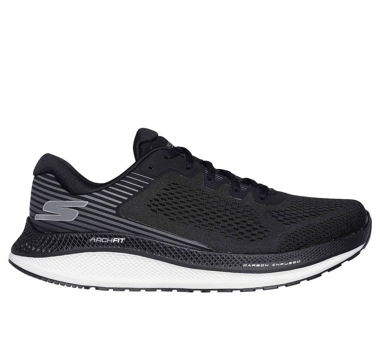 GO RUN PERSISTENCE, BLACK/WHITE Footwear Lateral View