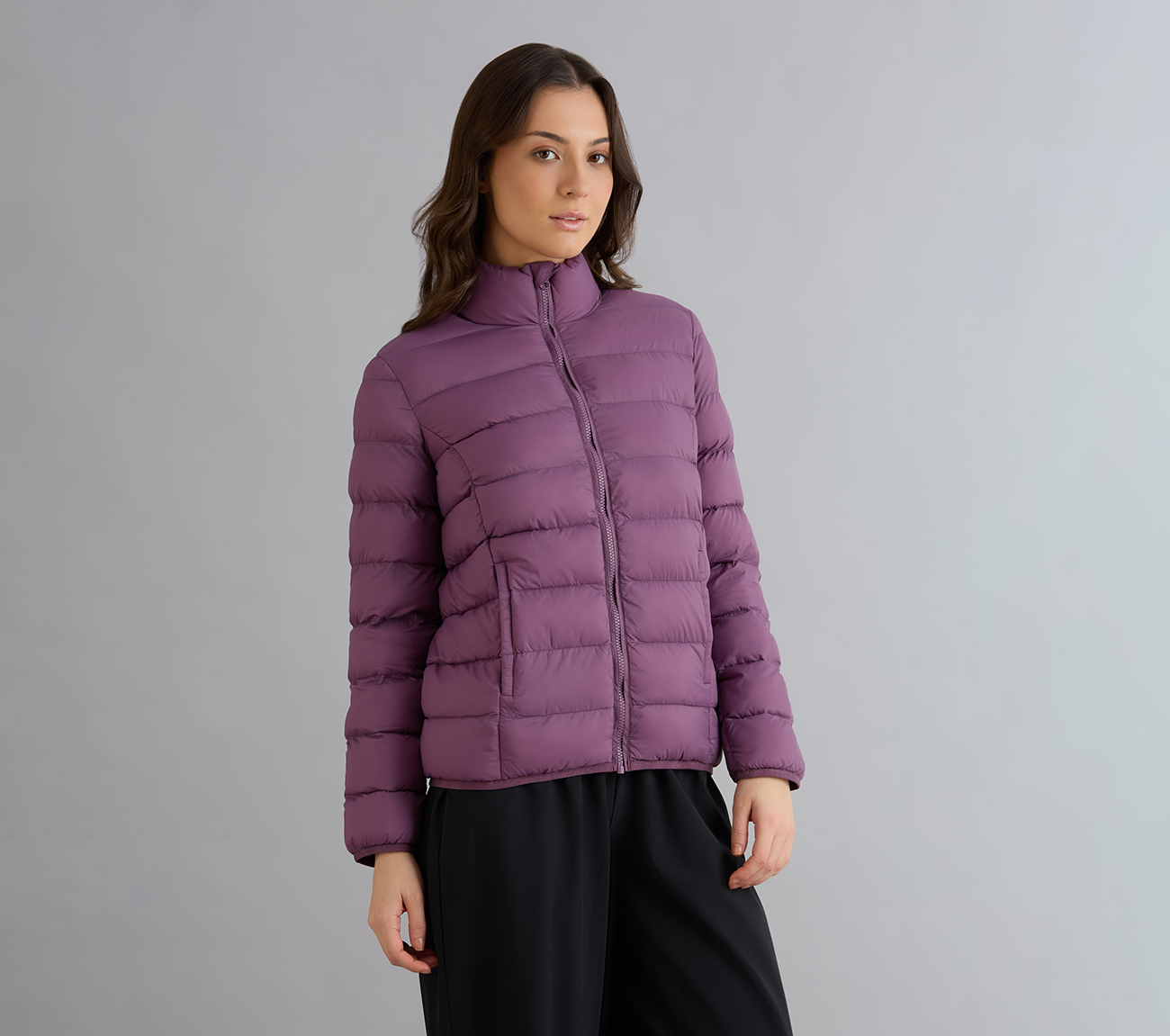 PUFFER FZ JACKET, WHITE/PINK/PERIWINKLE Apparel Bottom View