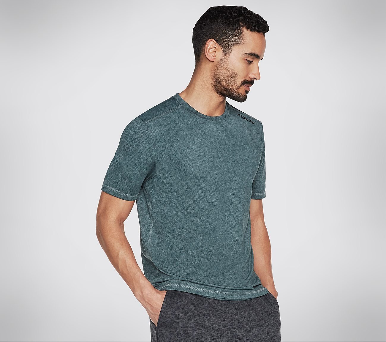 SKECH-AIR TEE, NAVY/GREEN Apparel Bottom View