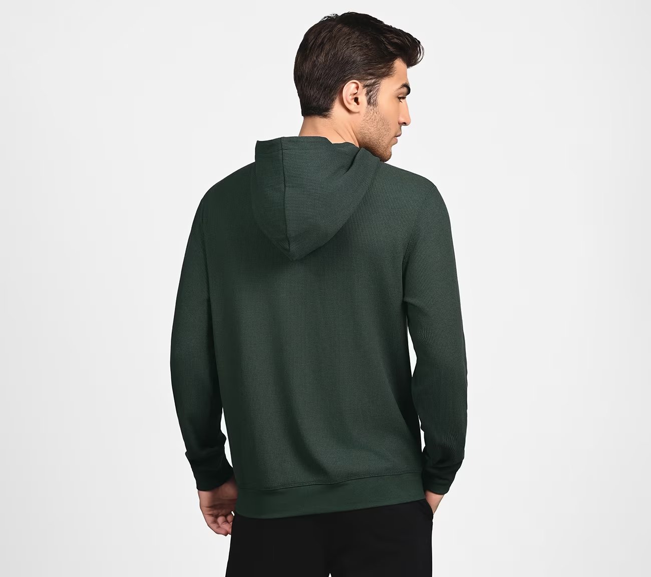 GOKNIT WAFFLE HOODIE, GREEN Apparels Left View