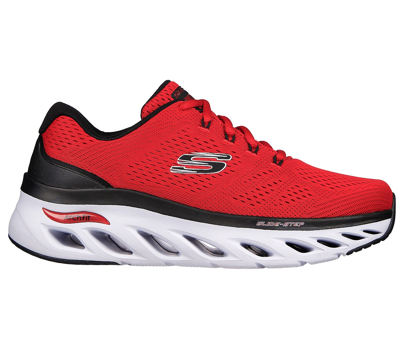 ARCH FIT GLIDE-STEP, RED/BLACK Footwear Lateral View