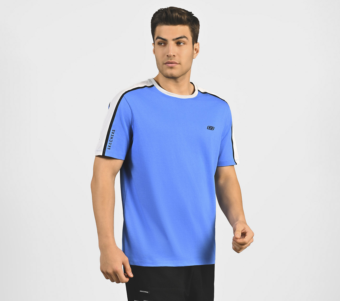 CONTRAST SHOULDER PANEL COTTON, BLUE/RED