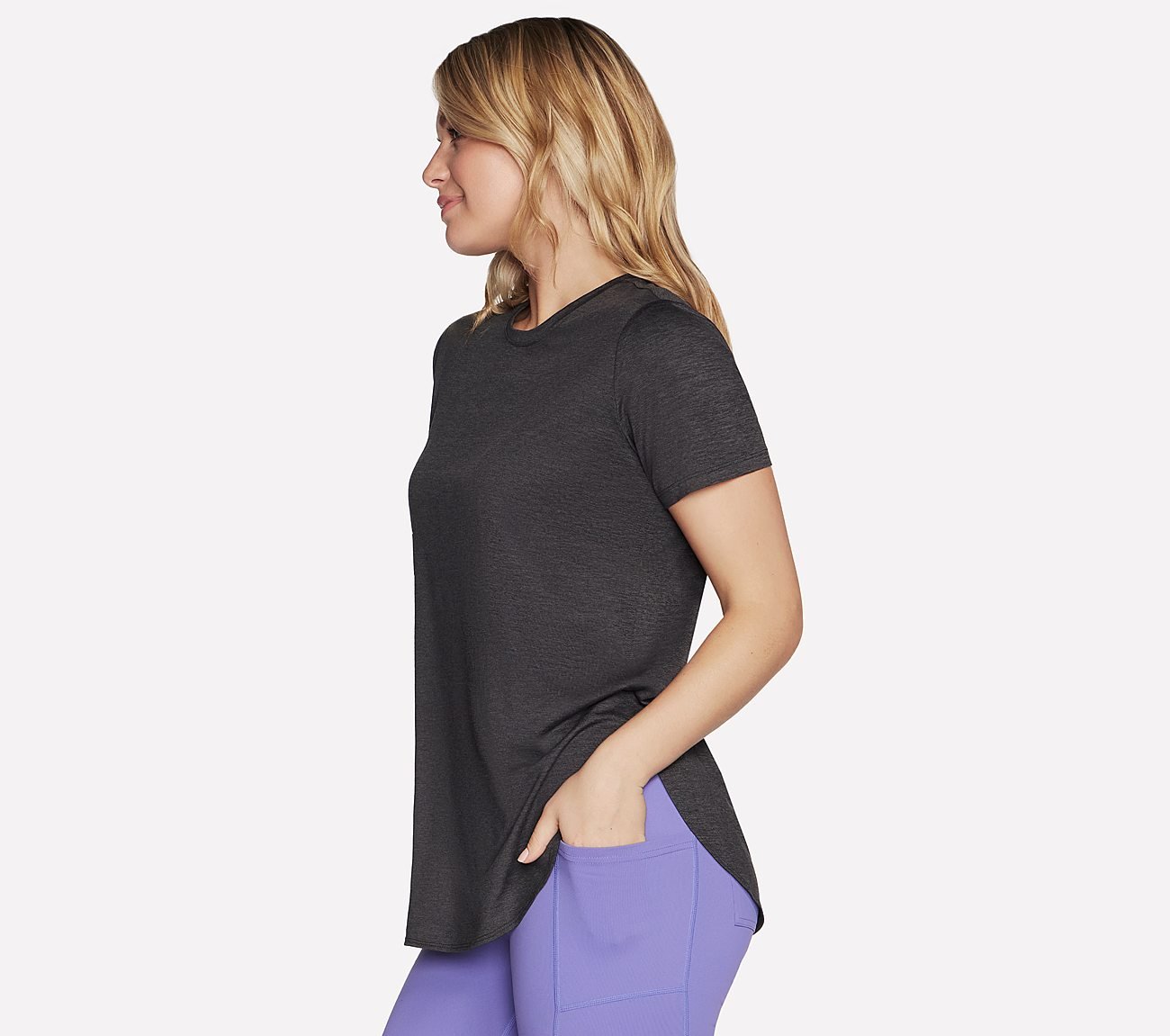 GODRI SWIFT TUNIC T-SHIRT, BLACK Apparel Bottom View