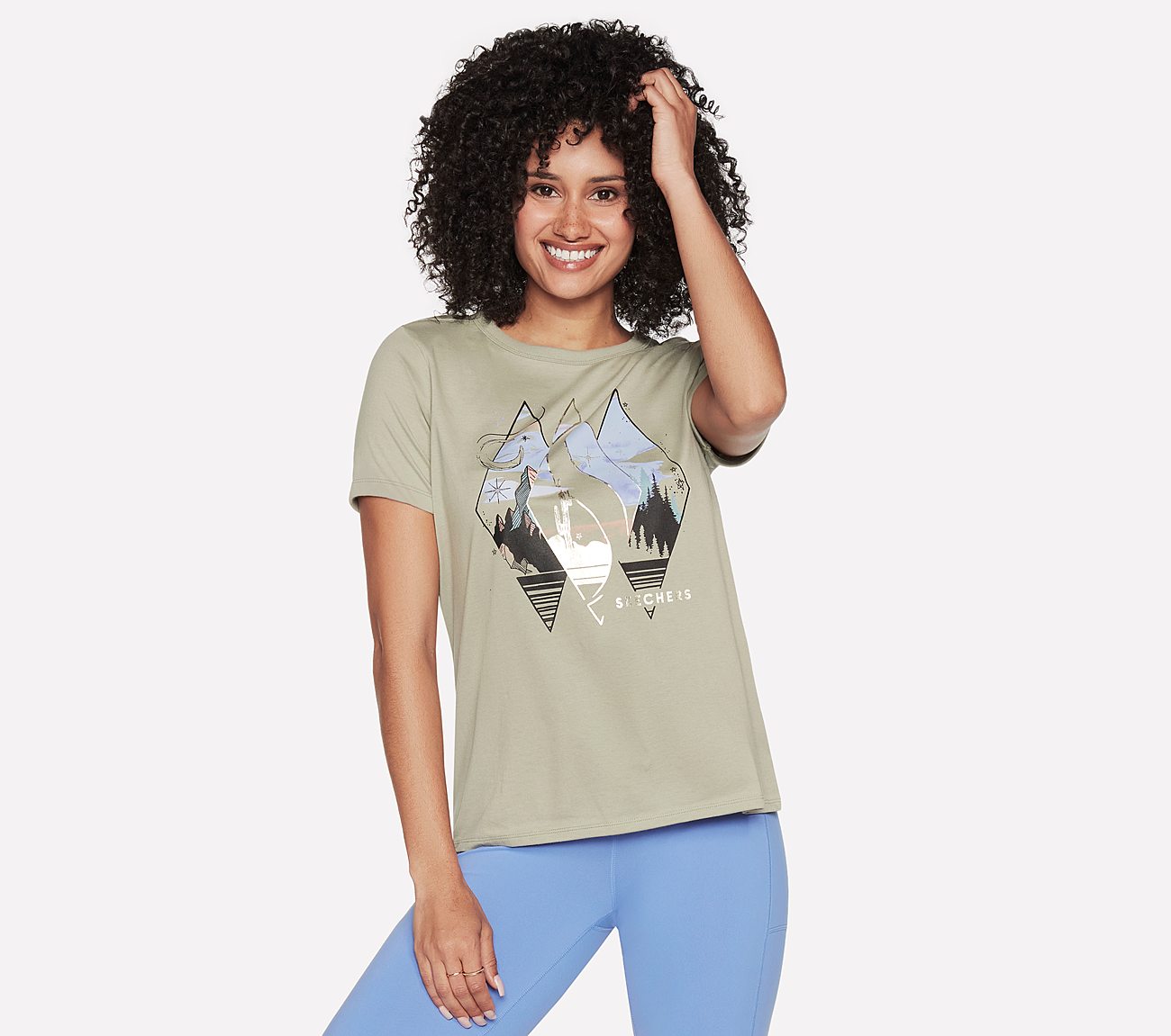 MOUNTAINSCAPE T-SHIRT, GREEN/WHITE Apparels Lateral View