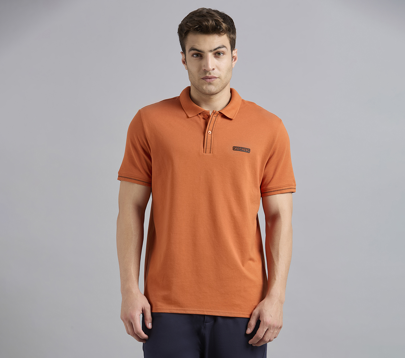 DUAL HIGHLIGHT TIPPING POLO, CHARCOAL/ORANGE