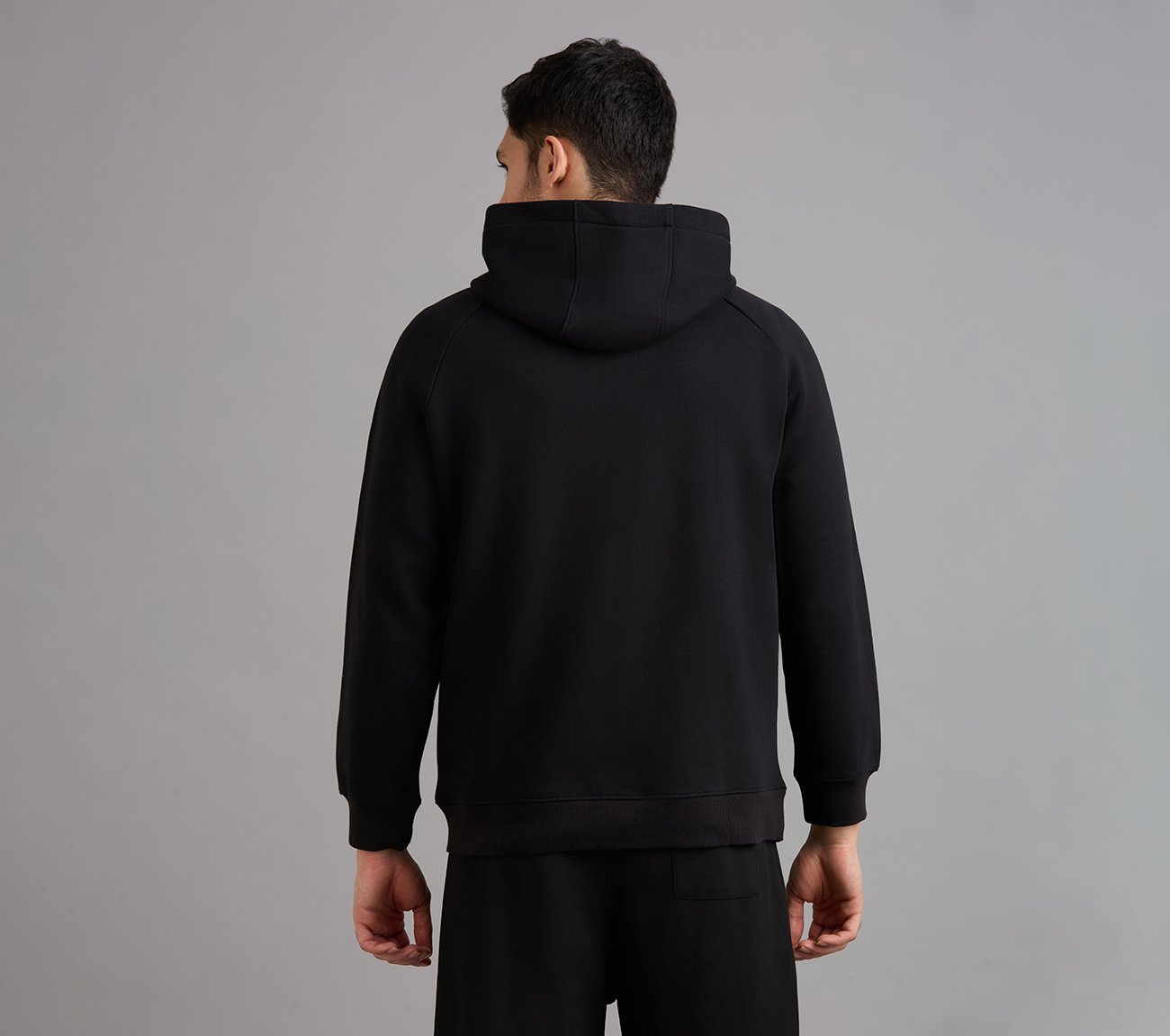 SKECHERS CORDED PANEL HOODIE, BLACK Apparels Left View