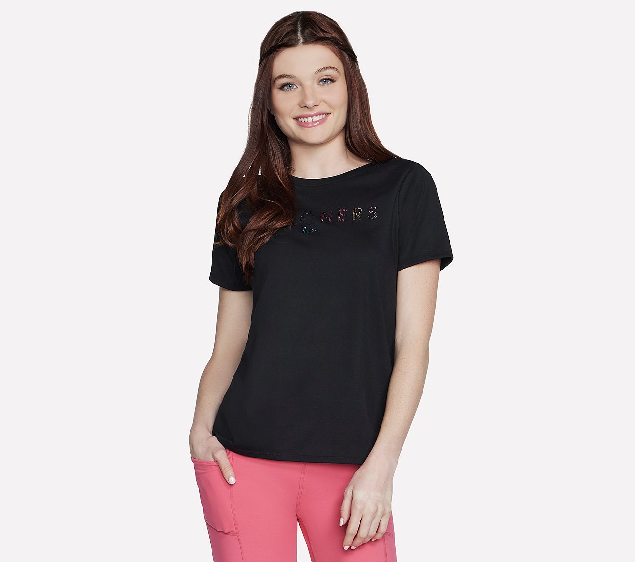 SKECHERS SHINE T-SHIRT, BBBBLACK Apparel Lateral View