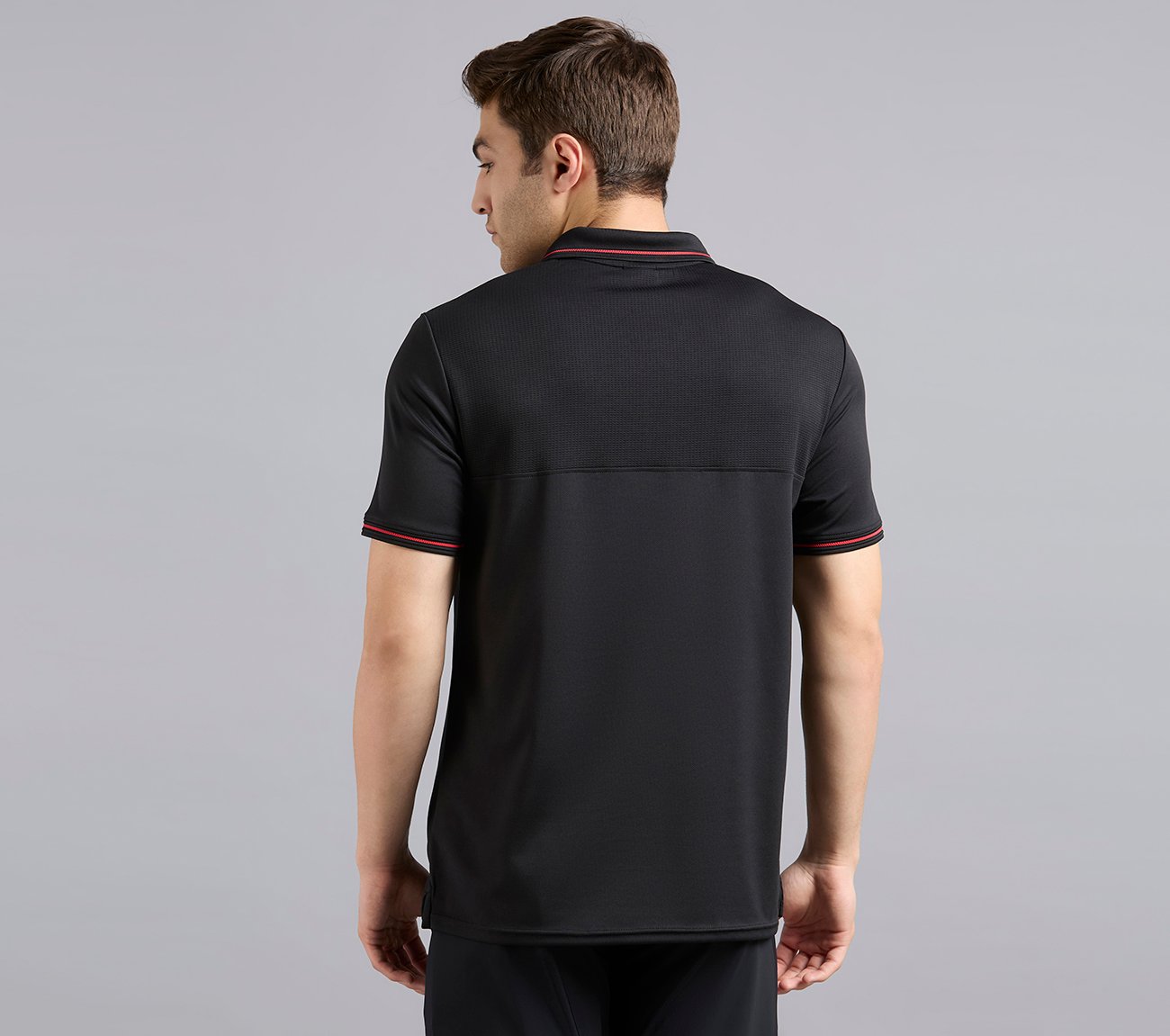 TONAL PANEL GOLF POLO, BLACK