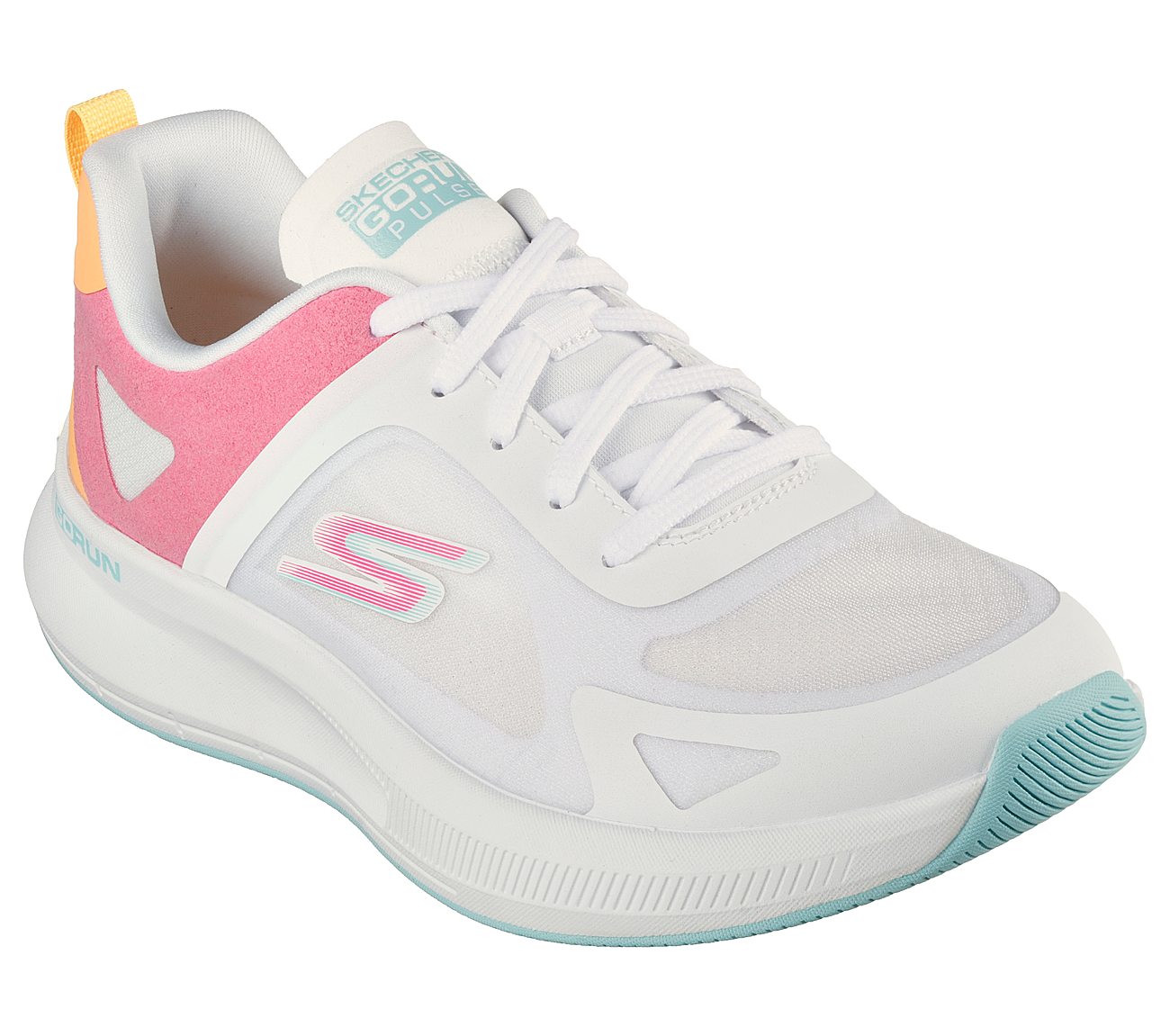 GO RUN PULSE - OPERATE, WHITE/HOT PINK Footwear Lateral View