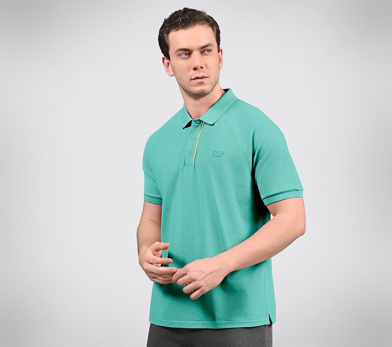 OASIS TIPPING POLO, AQUA/LIME Apparels Top View