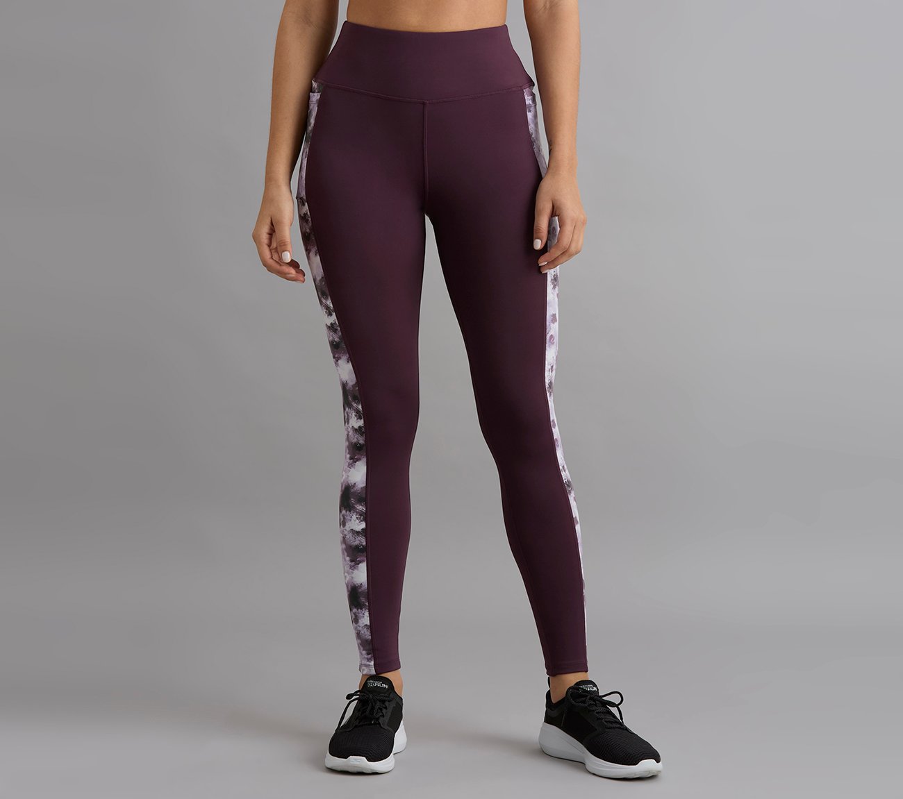 PRINTED PANEL LEGGING, WHITE/TURQ/PURPLE
