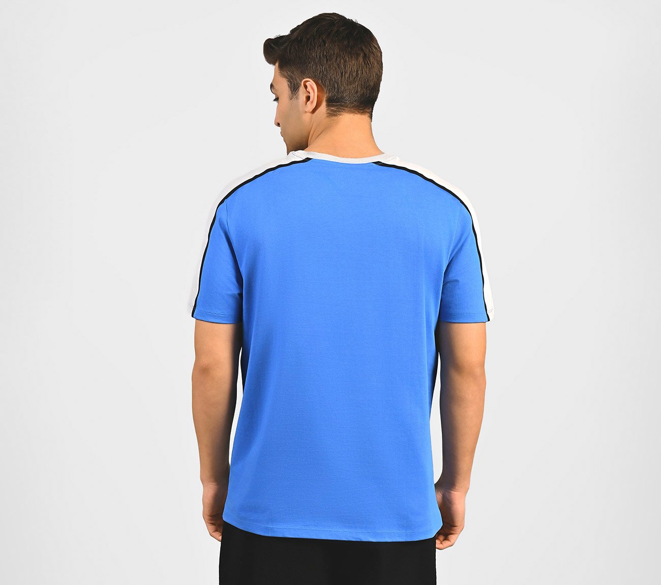 CONTRAST SHOULDER PANEL COTTON, BLUE/RED