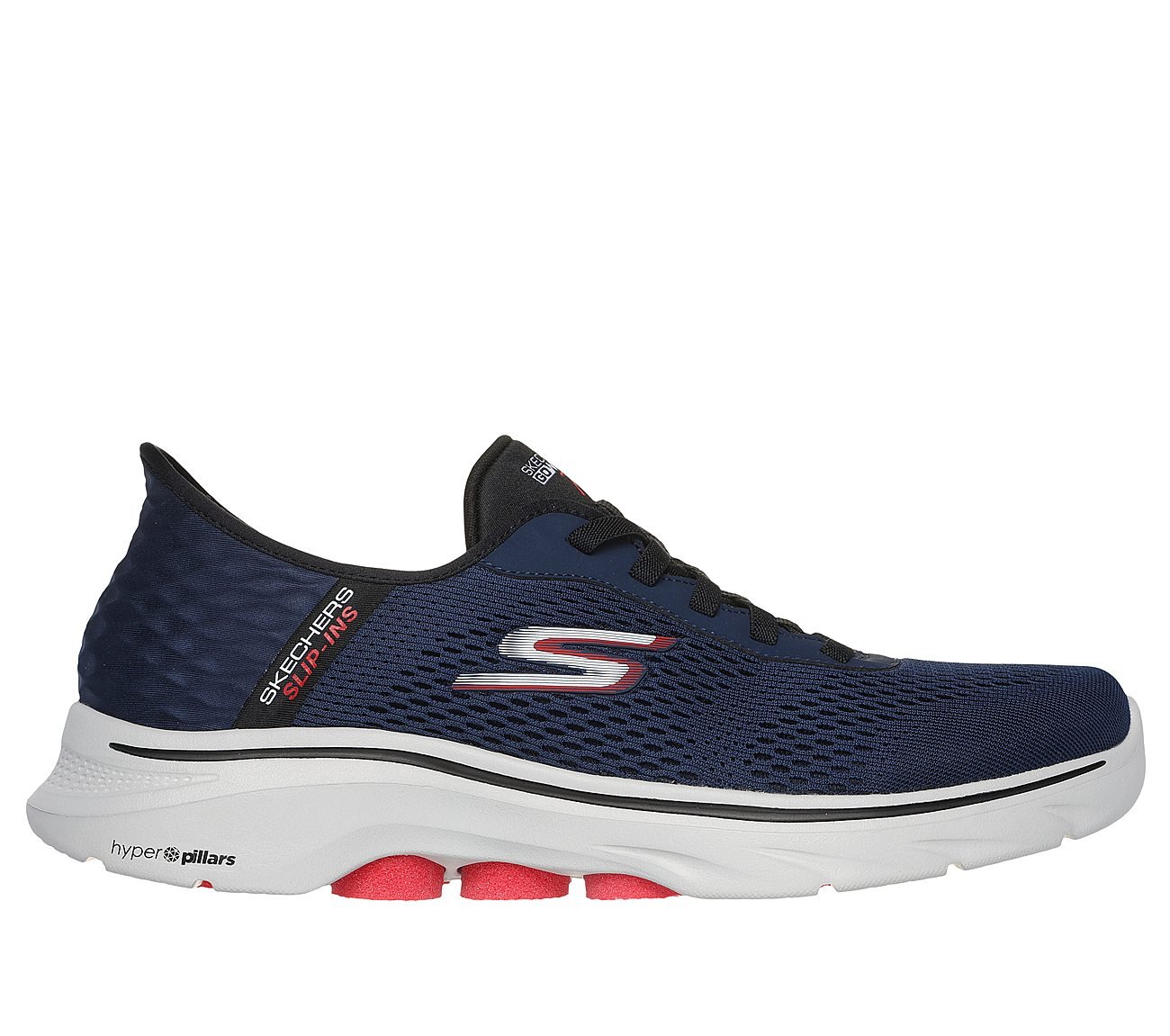 GO WALK 7 - FREE HAND 2, NAVY/RED Footwear Lateral View