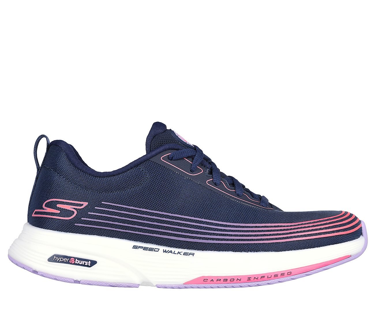 Skechers Navy Lavender Go Walk Speed Walker Womens Lace Up Shoes