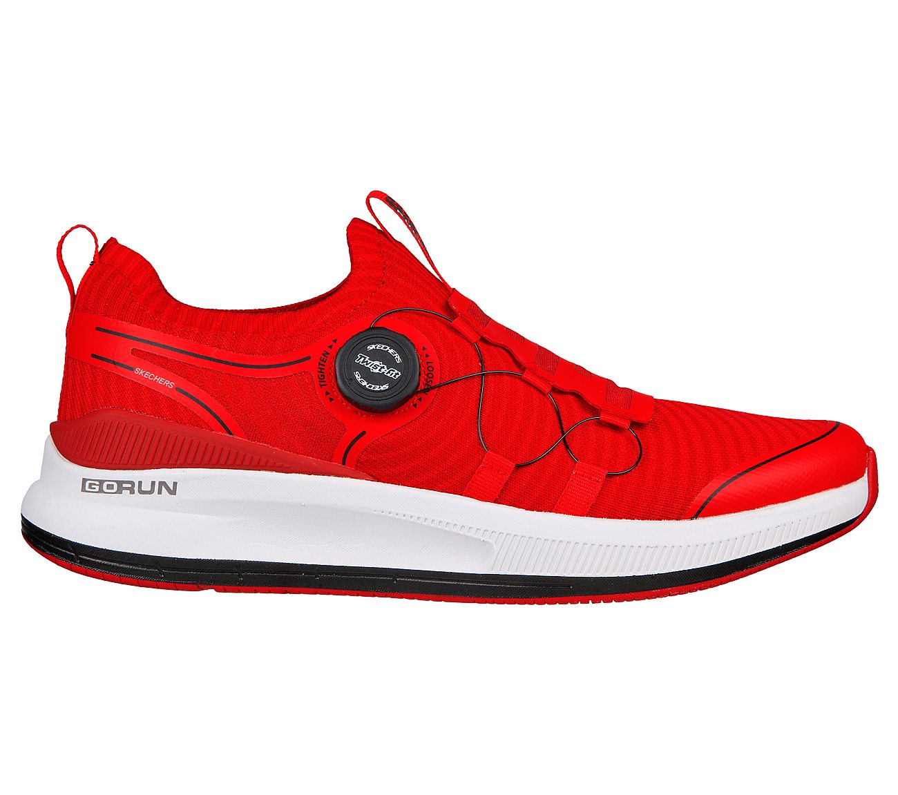 GO RUN PULSE, RED/BLACK Footwear Lateral View