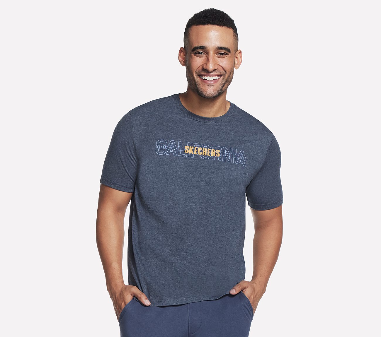PAST TIME T-SHIRT, CHARCOAL/NAVY Apparels Lateral View