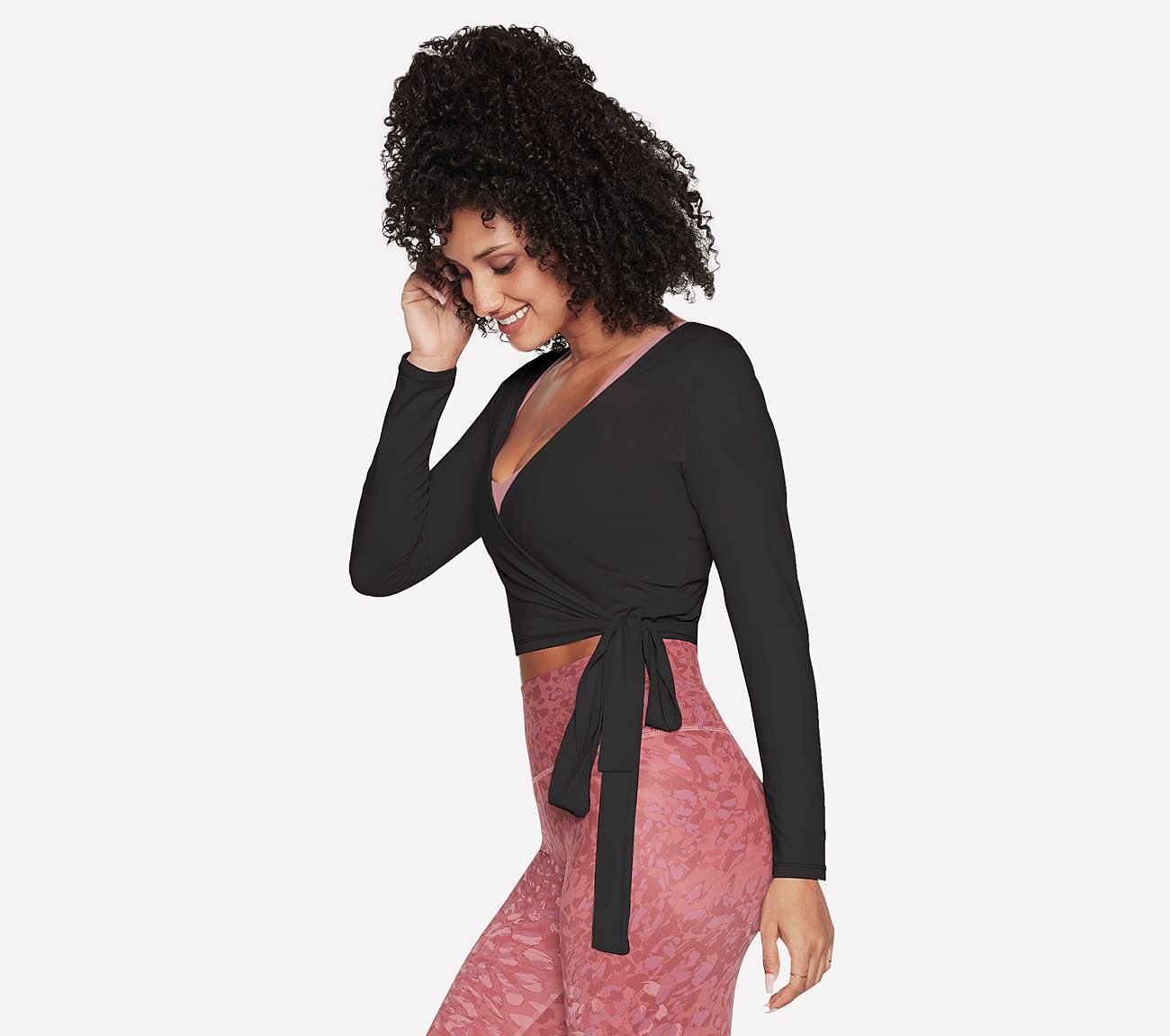 GODRI SERENE WRAP TOP, BBBBLACK Apparels Bottom View