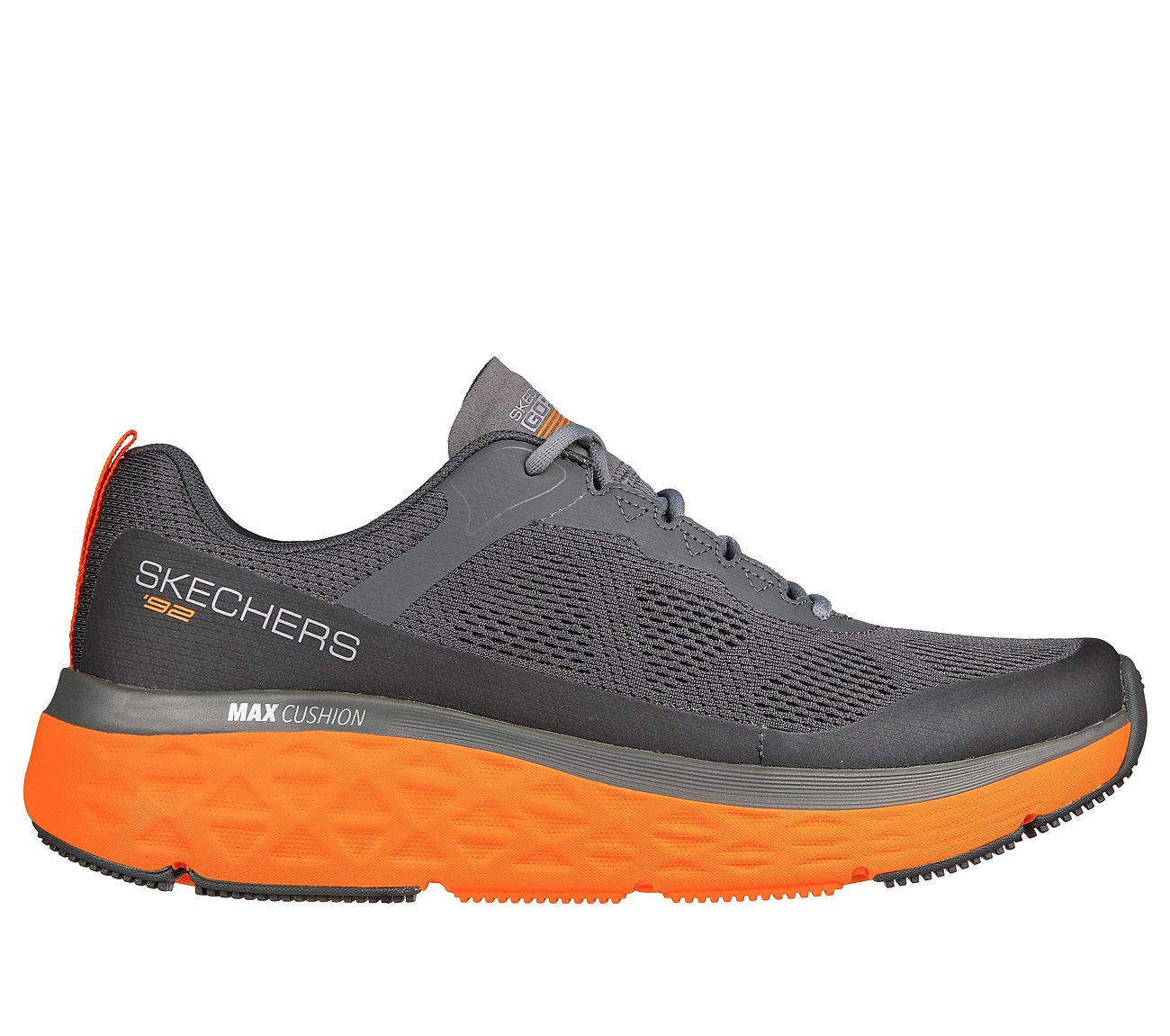 MAX CUSHIONING DELTA, CHARCOAL/ORANGE Footwear Lateral View