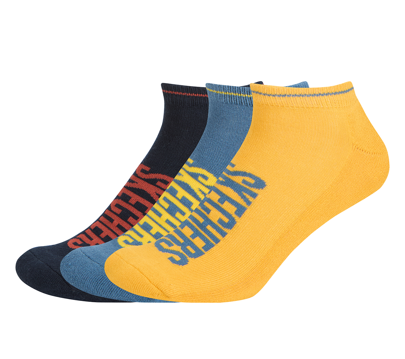 3PK MENS HALF TERRY LOWCUT, BLUE/YELLOW