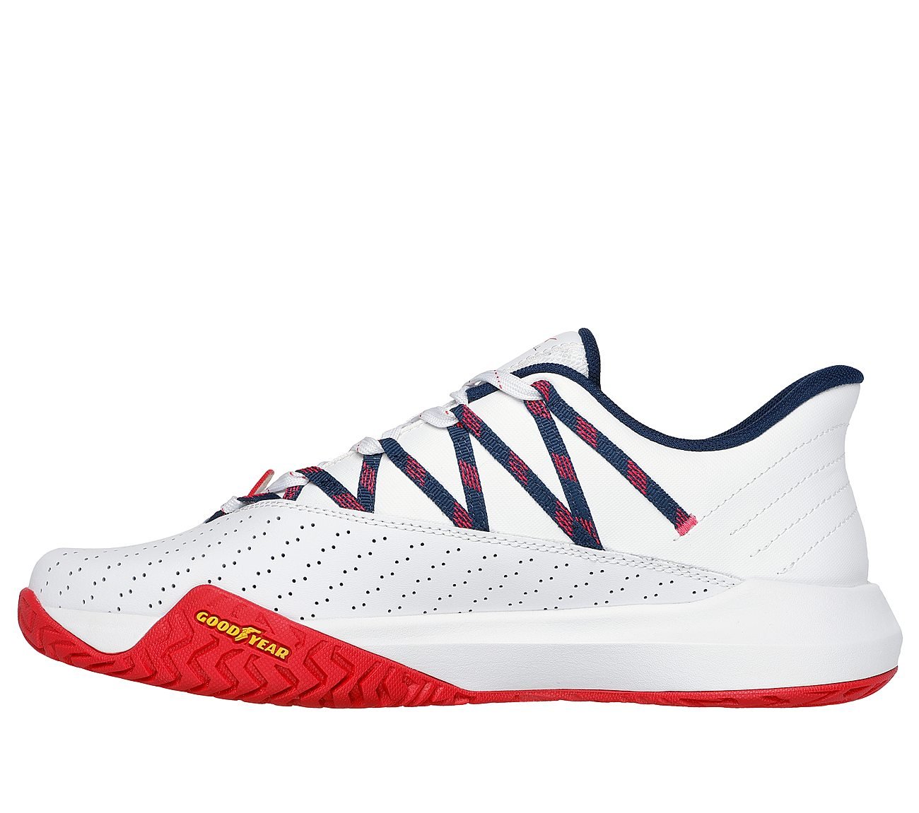SKECHERS VIPER COURT RALLY, WHITE/NAVY/RED Footwear Left View