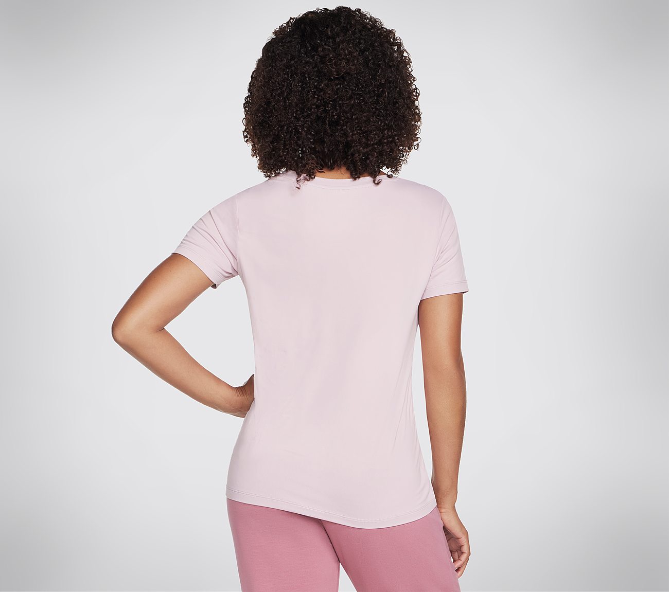 GODRI SERENE V-NECK TEE, PINK/LAVENDER Apparels Top View