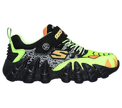 SKECH-O-SAURUS LIGHTS, BLACK/LIME Footwear Right View