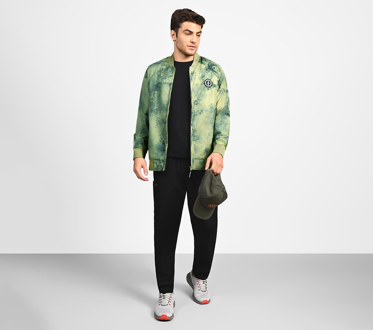 OASIS SMOKE BOMBER JACKET, LIGHT GREY/GREEN Apparels Right View