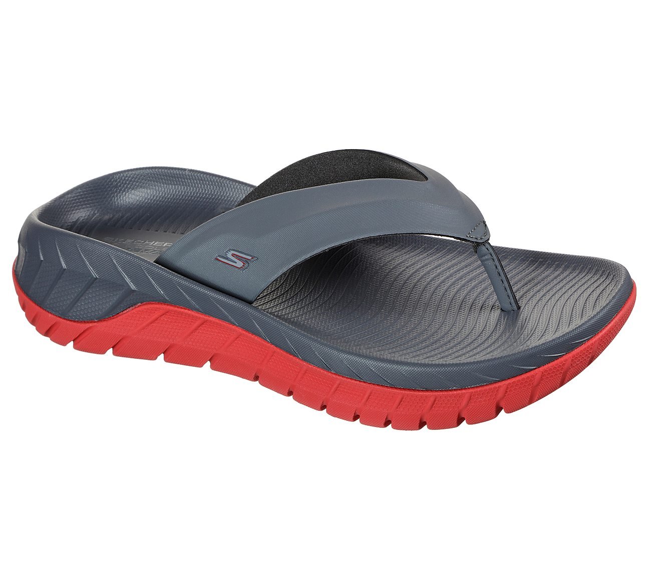 GO RECOVER SANDAL, CHARCOAL/RED Footwear Top View