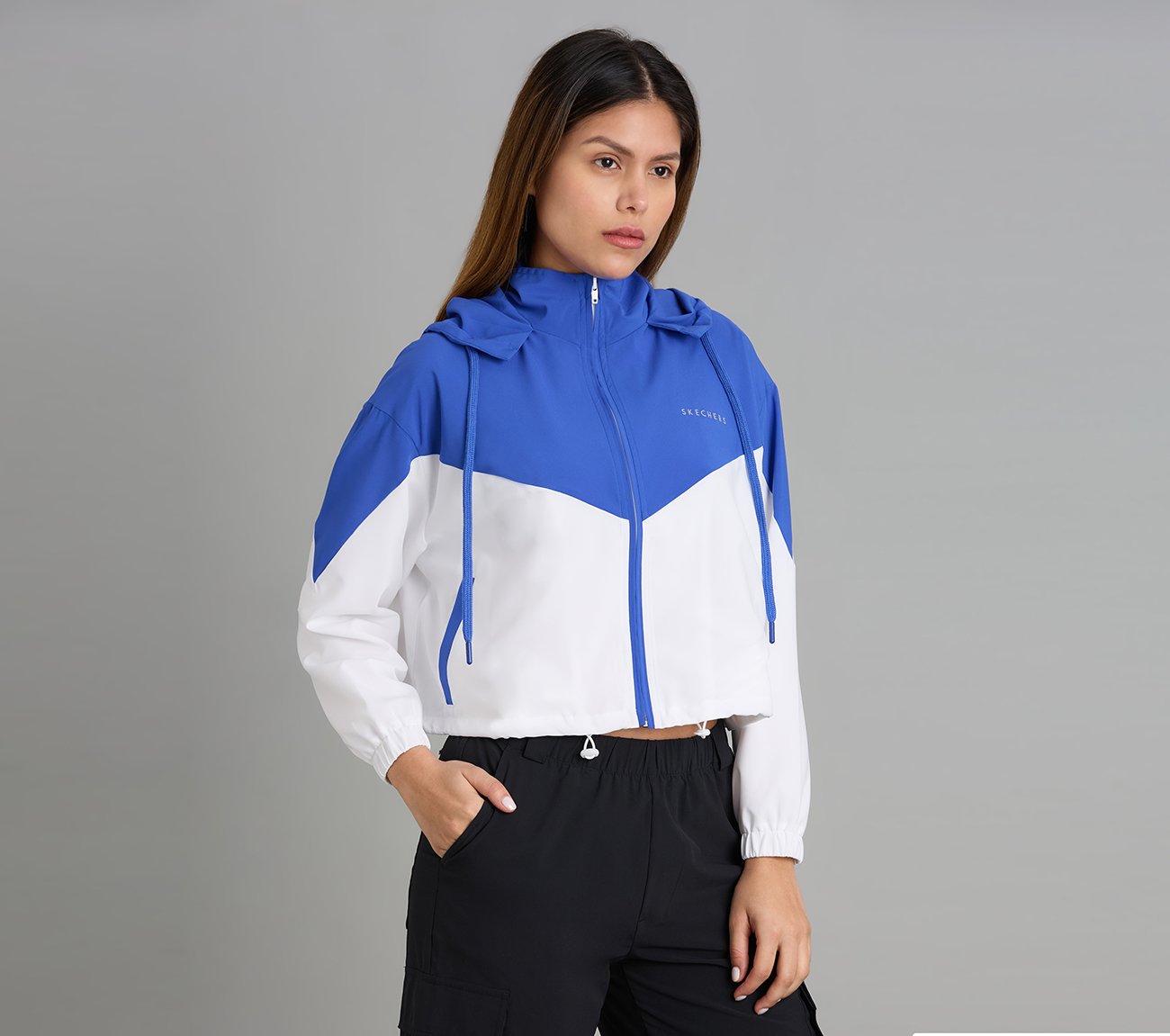 COLOR BLOCKED JACKET, WHITE