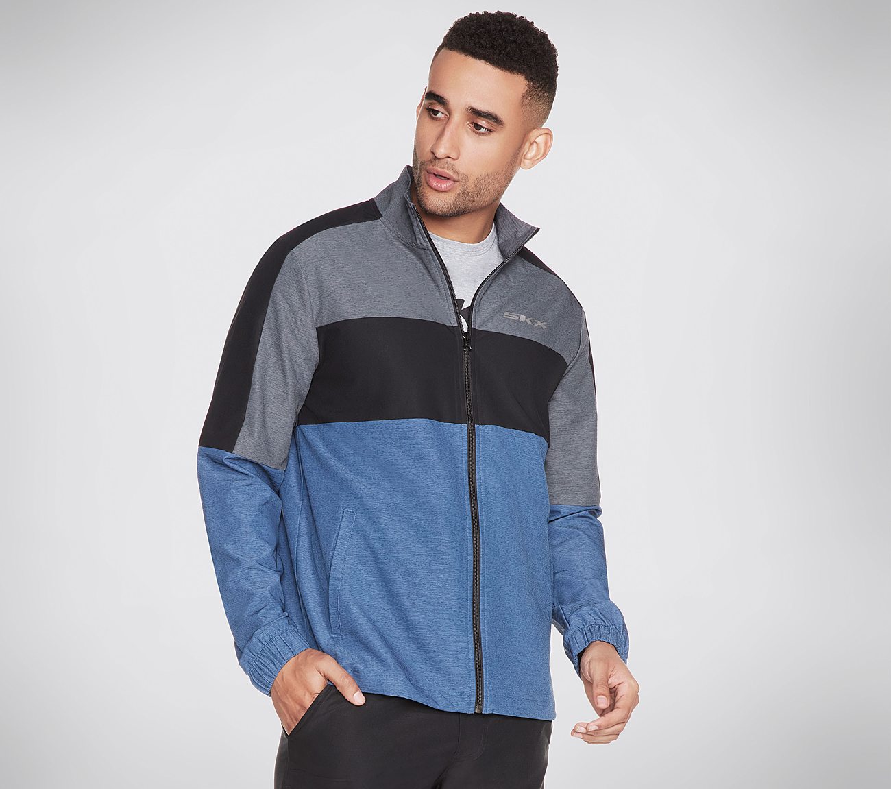GO WALK MOTION JACKET, BLUE Apparel Lateral View