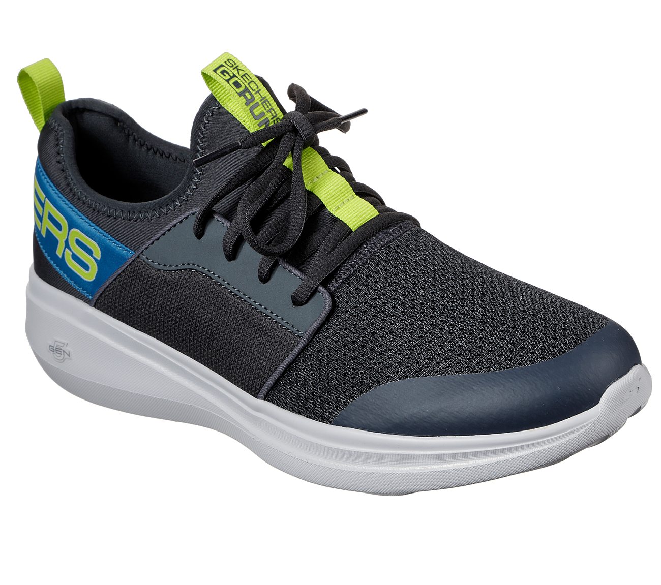 GO RUN FAST - STEADFAST, CHARCOAL/MULTI Footwear Lateral View