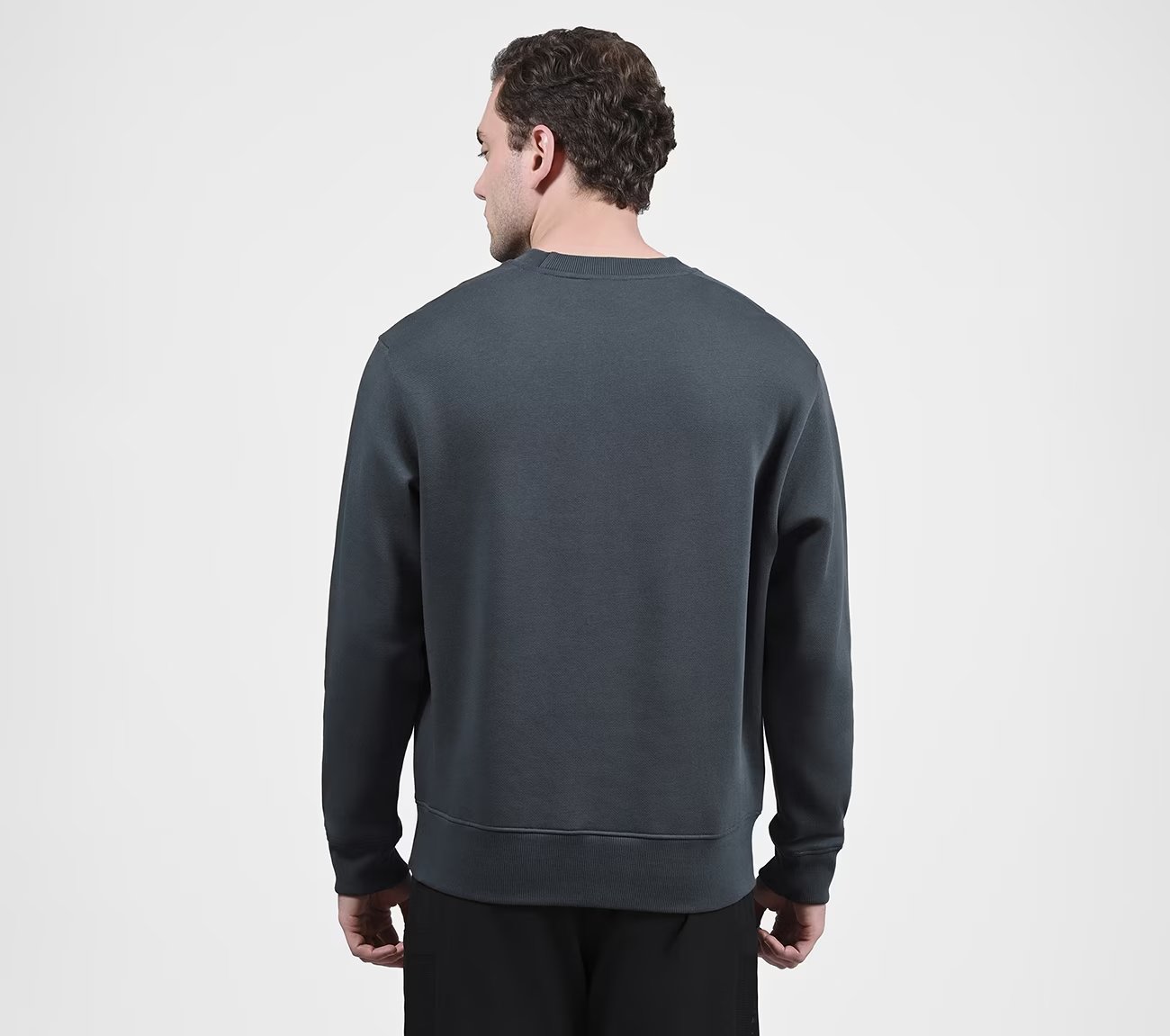 SKECH-SWEATS NY CREW, CHARCOAL/NAVY Apparels Left View