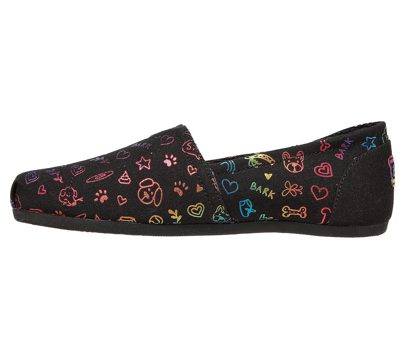 BOBS PLUSH - BONE & COLLAR, BLACK/MULTI Footwear Left View