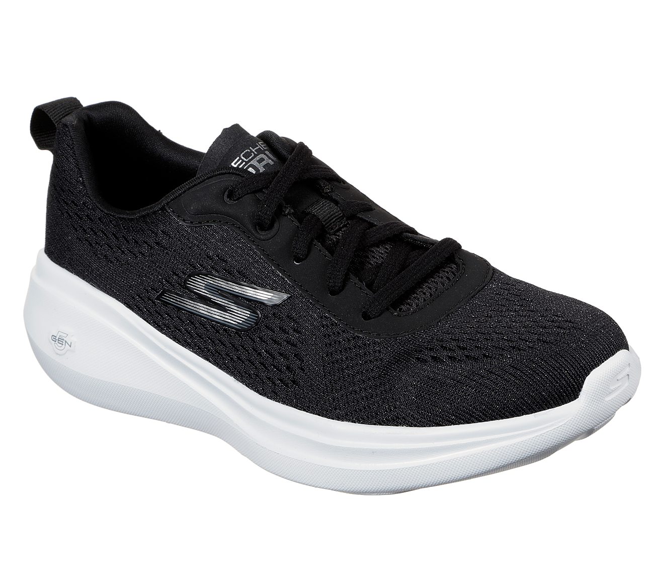 GO RUN FAST-FLOAT, BLACK/WHITE Footwear Lateral View