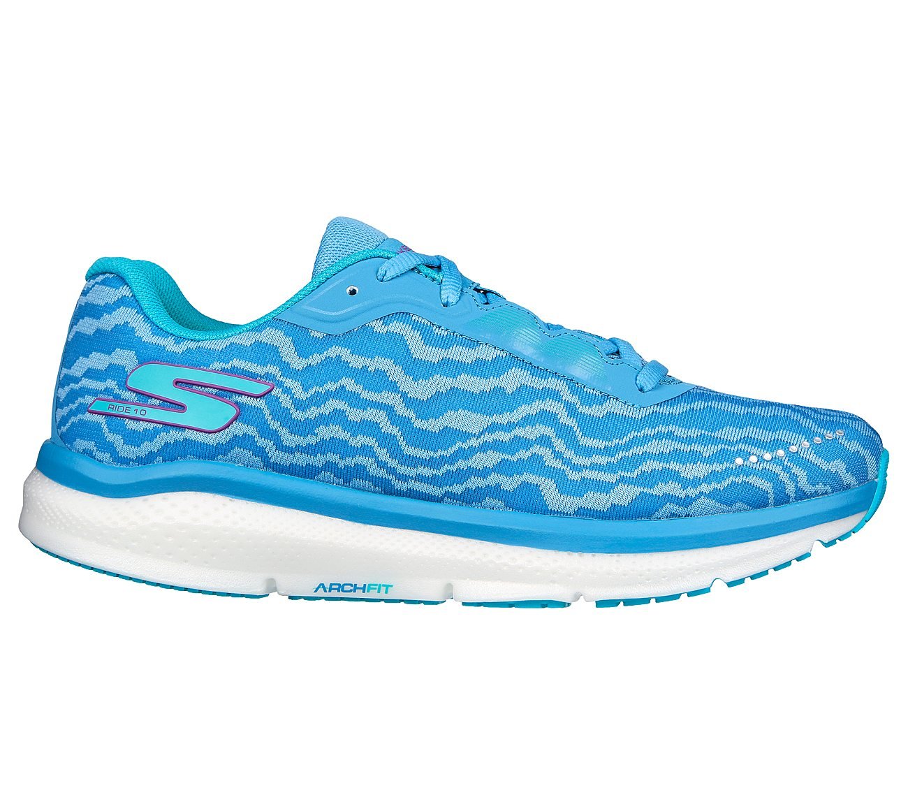 GO RUN RIDE 10, LLIGHT BLUE Footwear Lateral View