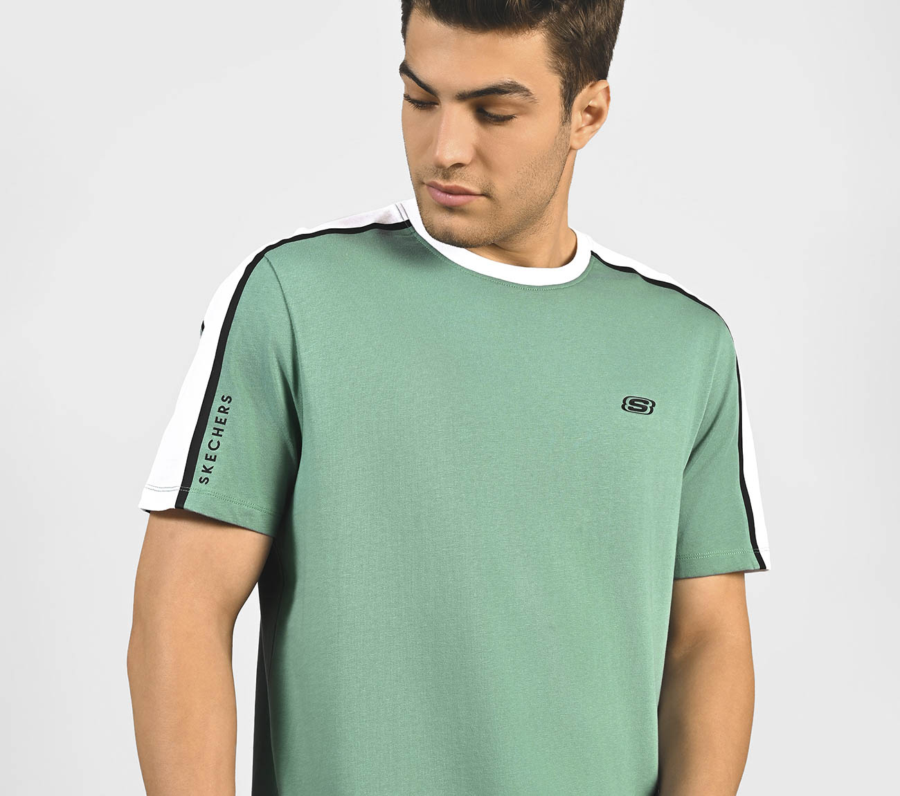 CONTRAST SHOULDER PANEL COTTON, SAGE Apparel Right View