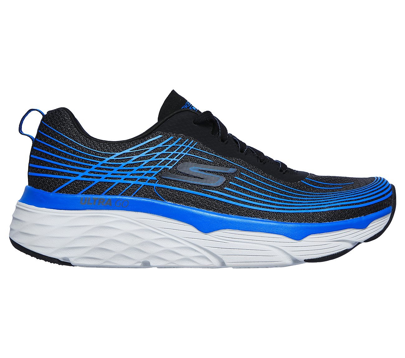 MAX CUSHIONING ELITE, BLACK/BLUE Footwear Right View