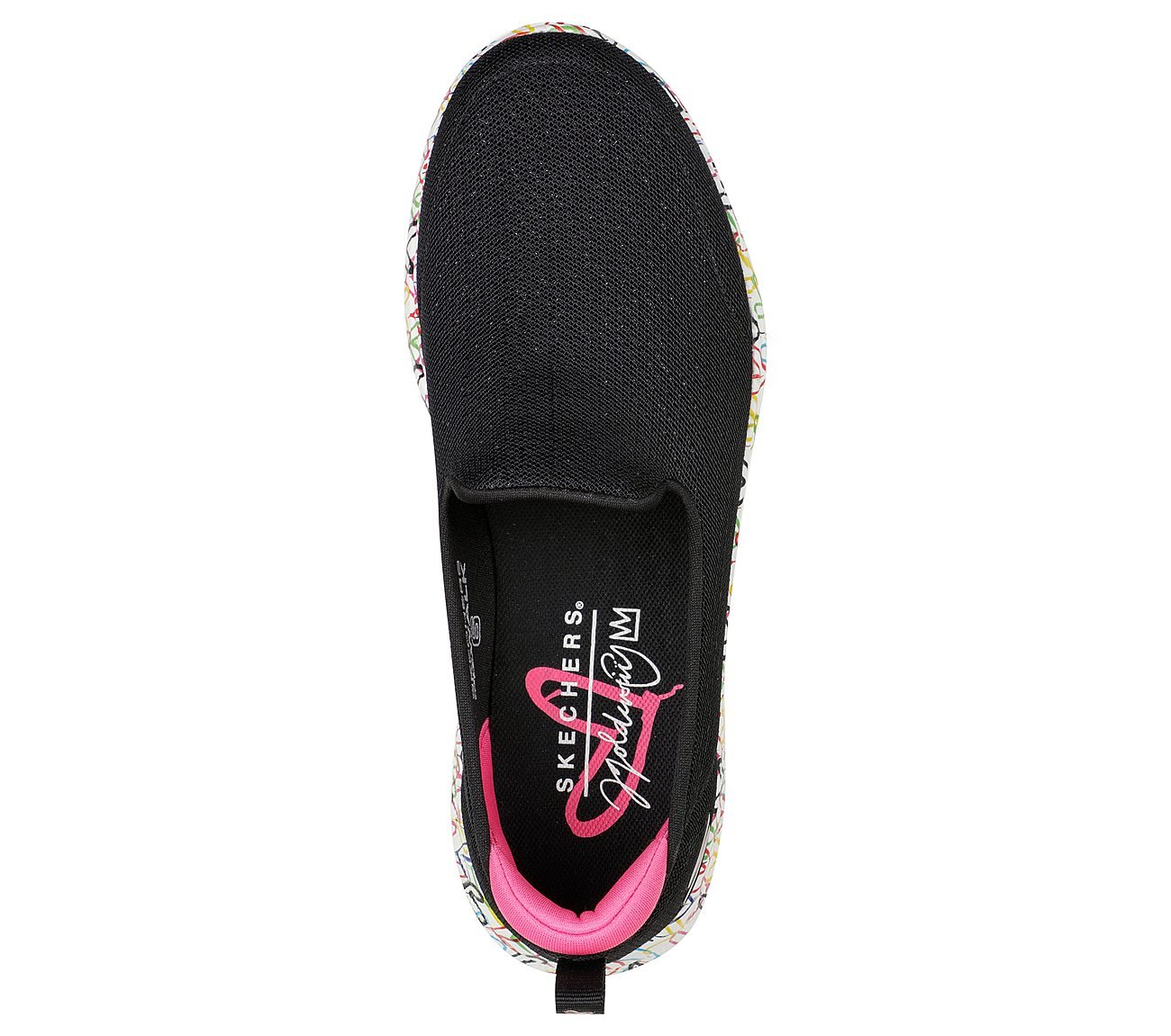 GO WALK 6 - ICONIC HEARTS, BLACK/MULTI Footwear Top View