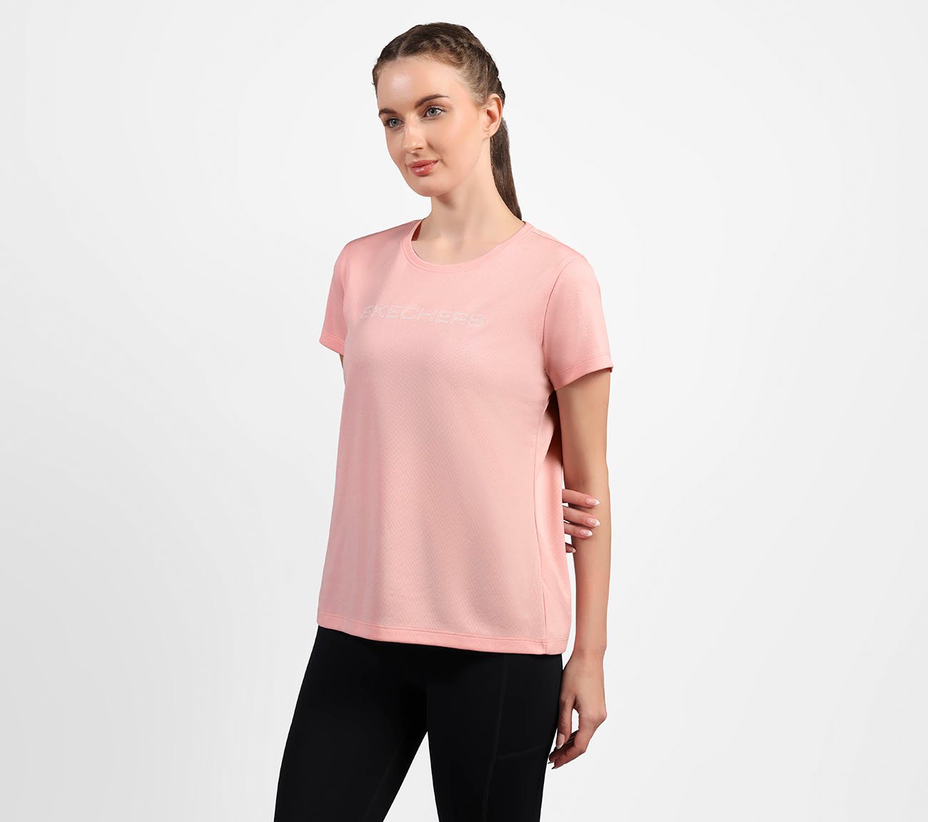 ROUND NECK BRANDED T SHIRT, BLACK/WHITE/GRY Apparels Top View