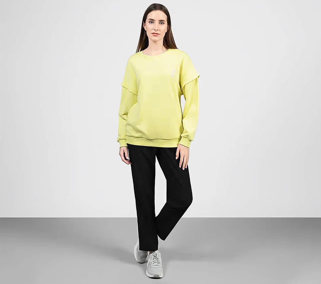 OASIS LAYERED SLEEVE SWEATSHIRT, MINT/YELLOW