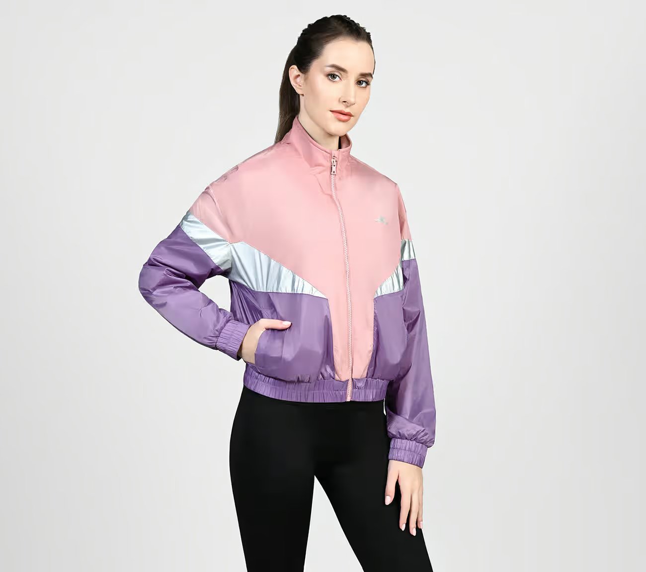SL MOTO JACKET, WHITE/GREY/PINK Apparels Bottom View