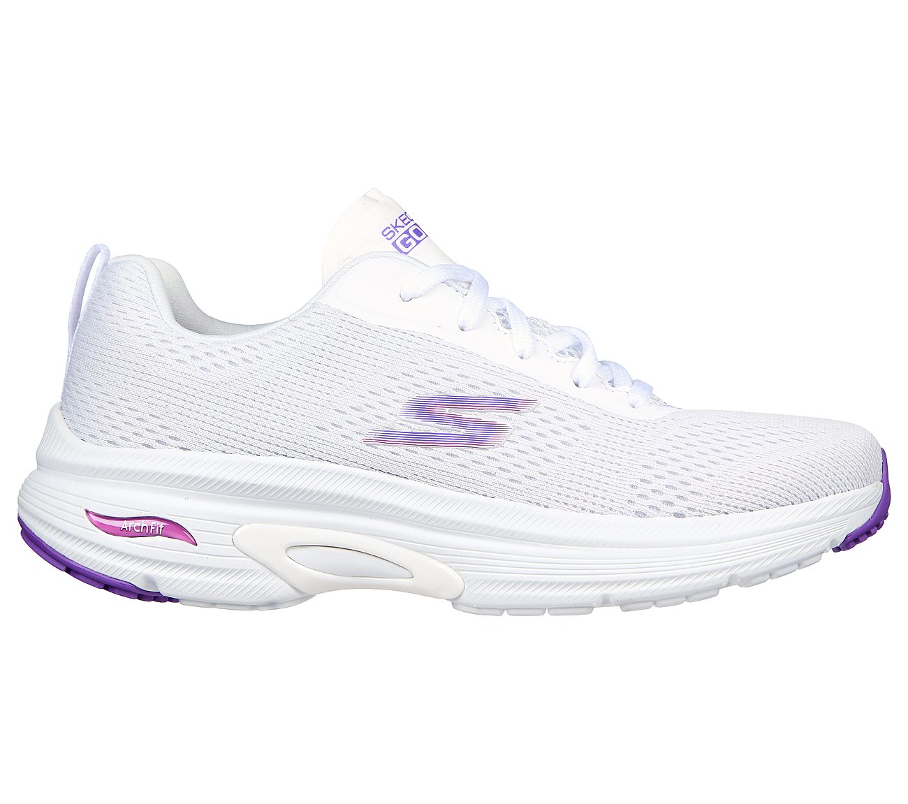 GO RUN ARCH FIT - SKYWAY, WHITE/PURPLE Footwear Right View