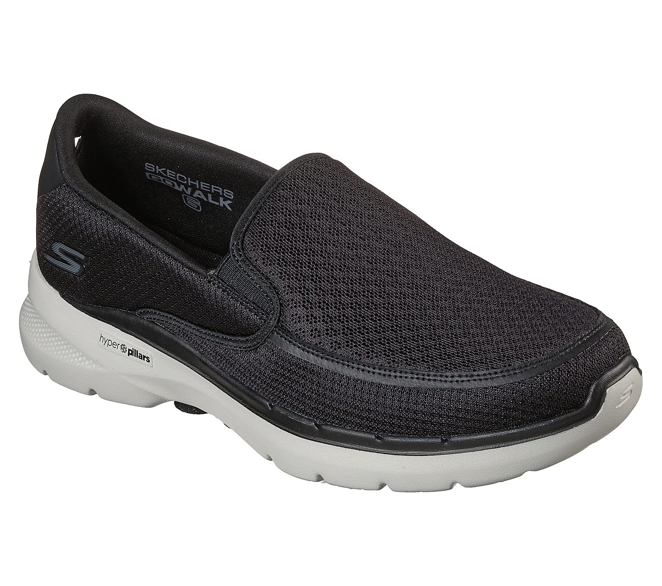 GO WALK 6 - ORVA, BLACK/GREY Footwear Lateral View