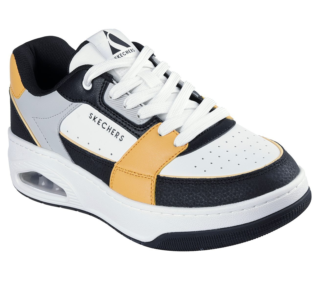 UNO COURT - LOW-POST, WHITE/BLACK/YELLOW Footwear Right View