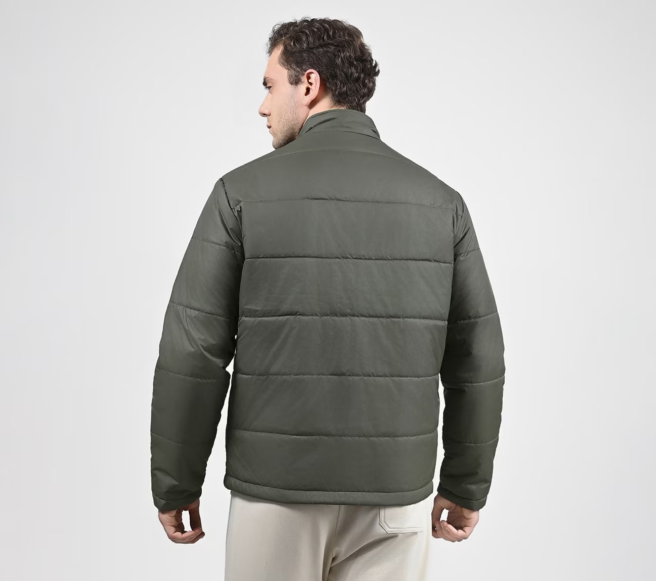 PUFFER FZ JACKET, CHOCOLATE/GREEN Apparels Left View