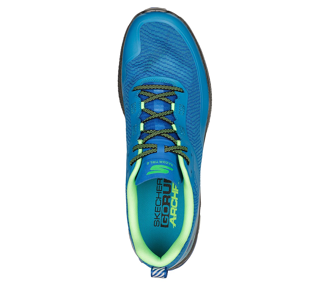 GO RUN RAZOR TRL - 2, BLUE/GREEN Footwear Top View